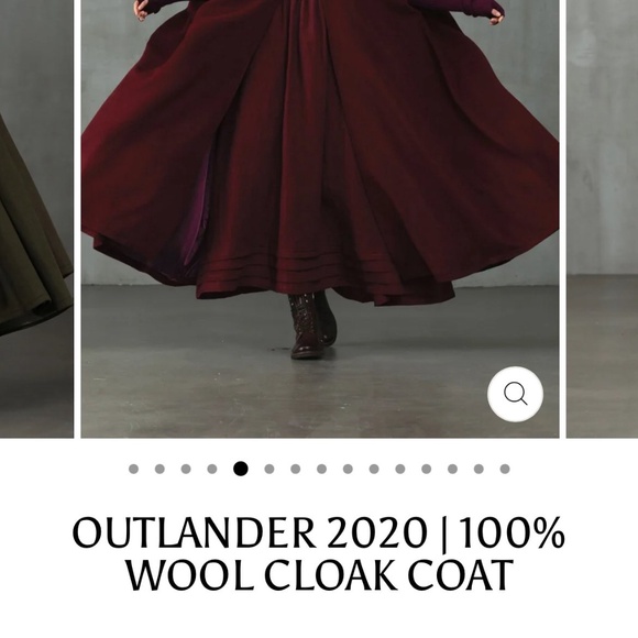 Linennaive Outlander 100% Wool Cloak Coat- Burgundy - Picture 2 of 5